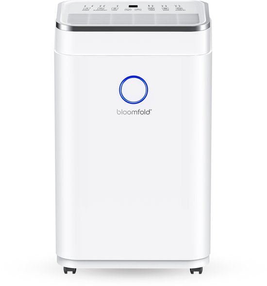 Bloomfold Luchtontvochtiger - 25L per Dag - Incl. Was-droog Functie - Geschikt voor Woonkamer, Slaapkamer, Kelder Badkamer - Dehumidifier - Wit(Orbit Wit/25 l)