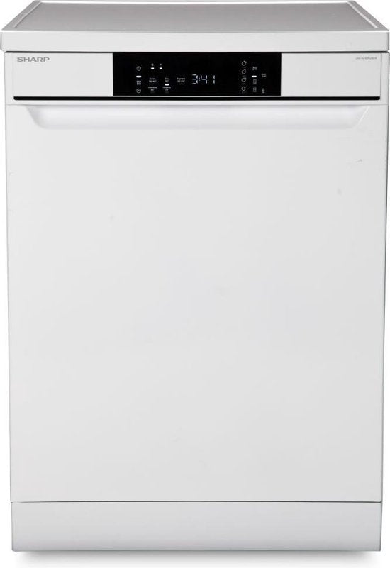 Sharp QWNA1DF45EWEU - vrijstaande vaatwasser - energie label E - 15 couverts - besteklade + topsproeier - wit