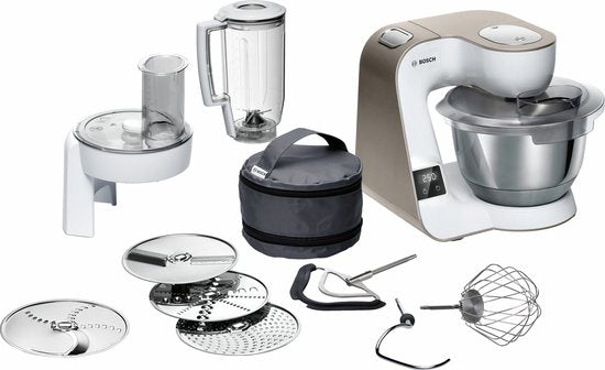 Bosch MUM5 - MUM5XW20 - Keukenmachine - 1000W - 3,9L - Met Weegschaal en Timer - Champagne(Wit, Champagne)