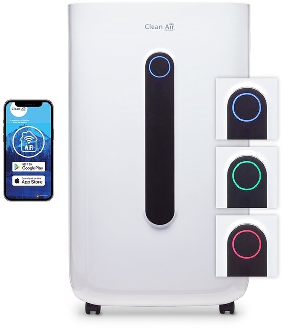 Clean Air Optima® CA-706 Smart - 2in1 Luchtontvochtiger en Luchtreiniger - 20 liter/dag - 5 voudige filtertechnologie(Ivoorwit / zwart/20.00 l)