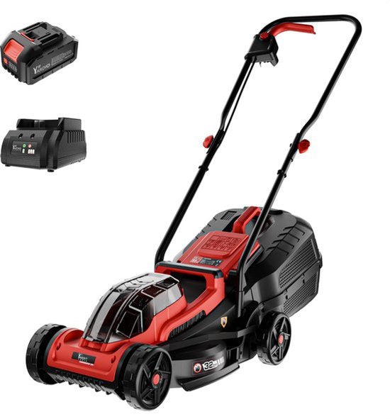 YARDIO Tools® - Grasmaaier Elektrisch - Grasmaaier Accu - Handmaaier - 320mm maaibreedte - 21v incl. 4.0a Accu en Snellader - tot 50m2 - Lawnmaster 320 - LawnMaster320-4.0aBAT(32 cm/100)