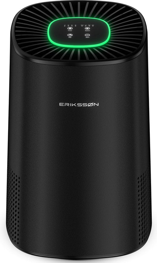 Erikssøn Luchtreiniger Elite - Zwart - 240 m3/u - Vermindert Stof En Pollen - Hepa 14 Filter - Instelbare Ionisator - Air Purifier - Extra stil in slaapmode - Clean Air(Zwart 1 Filter/240)