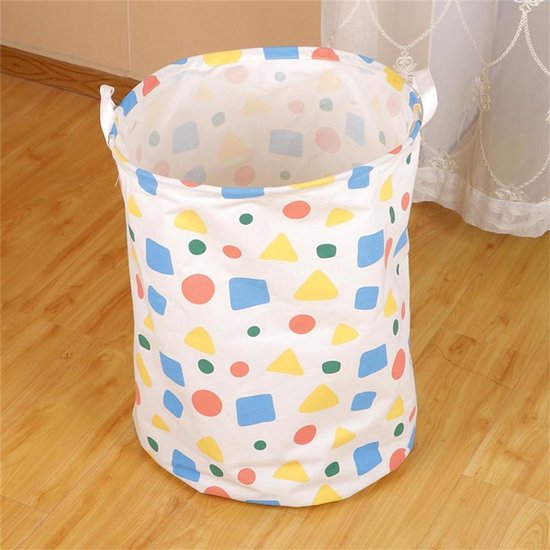Merkloos / Sans marque Wasmand - Kledingmand Vuilnisbak - Kleding Opbergen - Waterproof Katoen Linnen - 40 x 50 cm - Kleurrijke vierkanten