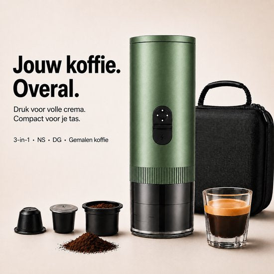 Torngat NomadBrew Pro Draagbare Koffiemachine – 3-in-1 Zelfverwarmende Espressomachine 20 Bar – Koffiezetapparaat voor Onderweg, Auto, Camping Camper – NS/DG-Capsules Gemalen Koffie – 7800mAh – Warme Koffie Zonder Waterkoker – Groen – Reiskoffie(Groen)