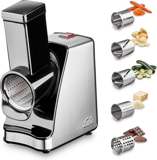 Solis Slice More 8401 Multifunctionele Groentesnijder en Rasp - RVS Foodprocessor - Hakmolen Elektrisch - Chopper - Zilver