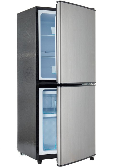 Gutent-Minikoelkast - 106L totaal - 60L koel en 46L vries - 7 temperaturen - LED-verlichting - Zilver en Zwart