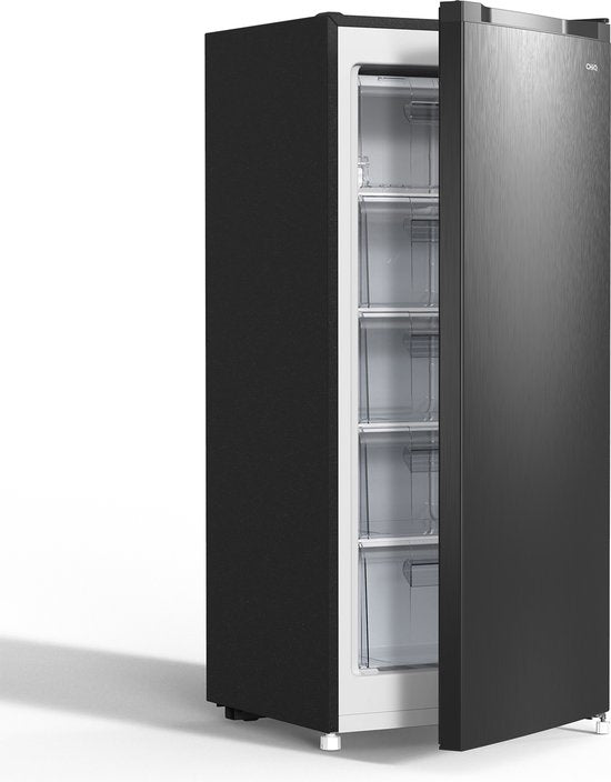 chiq CHiQ FSD160D4E - Vrijstaande Vriezers - 145 Liter - 5 Vrieslades - Energieklasse E - RVS - Zwart - 12 Jaar Garantie op Compressor