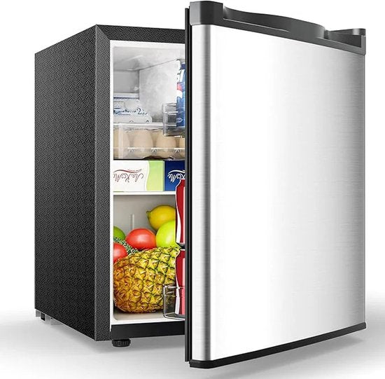 Merkloos / Sans marque Delightness Mini Koelkast - Minibar - Met Vriesvak - Barmodel Koelkast - Mini Fridge - 44,4x46,8x48,3cm - 7 Standen - 46L - Zilver