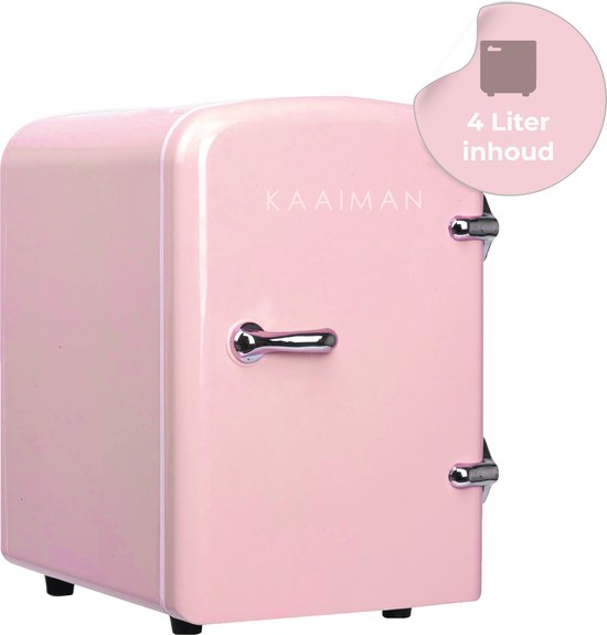 Kaaiman Mini Koelkast 4L – Mini Koelkast 12V 220V – Cosmetische Koelkast – Warm Koud Functie – Rechtsdraaiende Deur – Skincare Fridge – Roze(Roze)