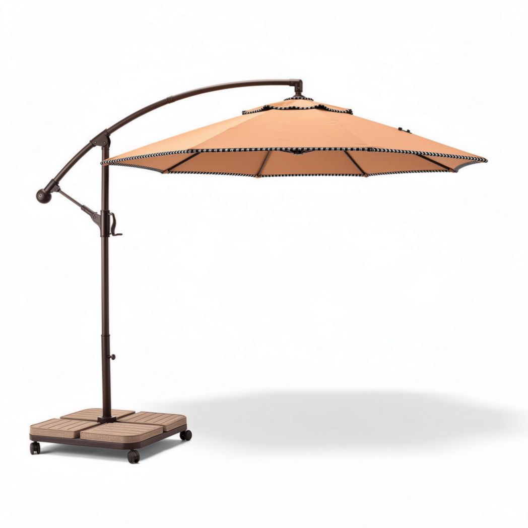 Zwenkbare parasol met bruin stalen frame en oranje doek 250 x 250 cm