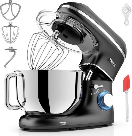 Fentic Keukenmachine – 2000W – Keukenrobot - Foodprocessor - 6,2L Mengkom – Incl. extra Accessoires – Zwart(Mat zwart)