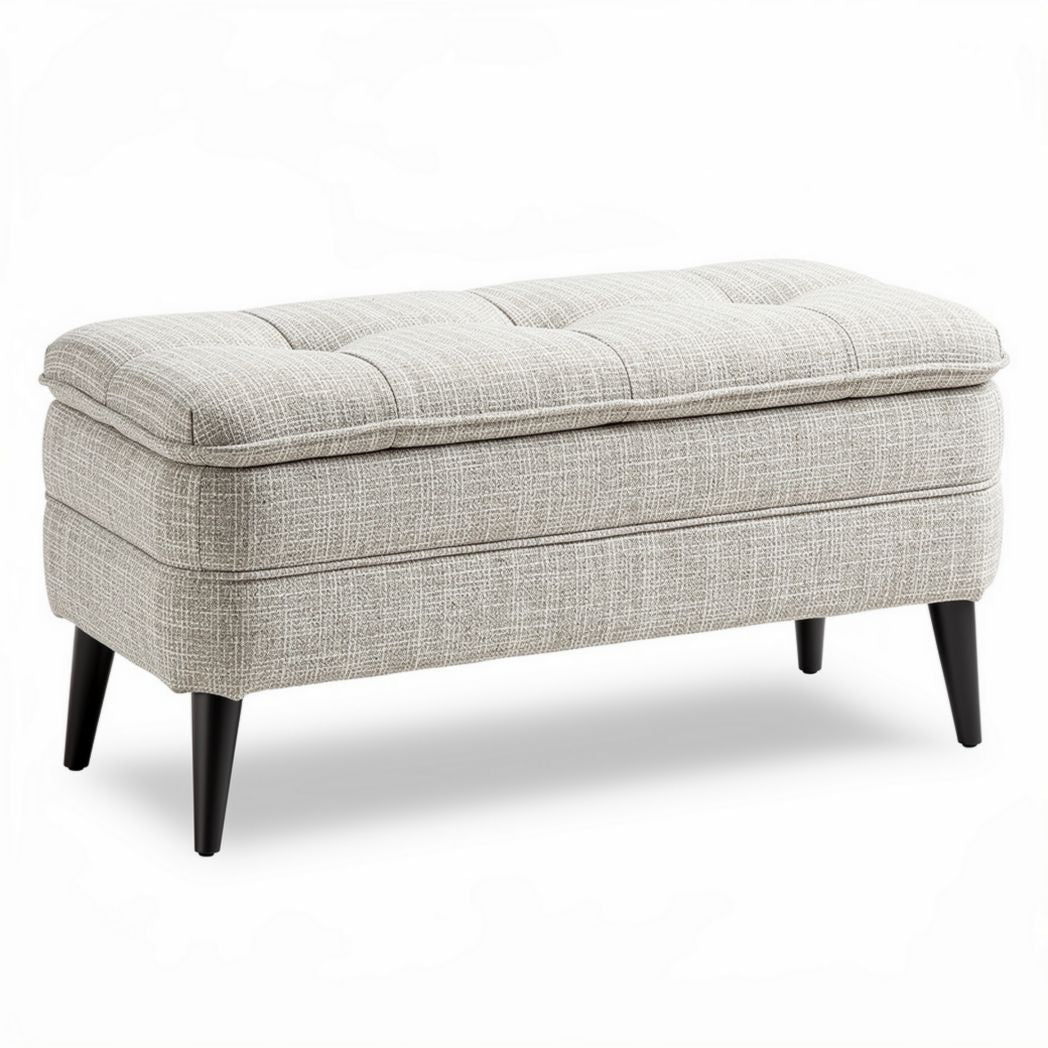 Opbergbox met stoffen bekleding in lichtgrijs 100 x 40 x 45cm