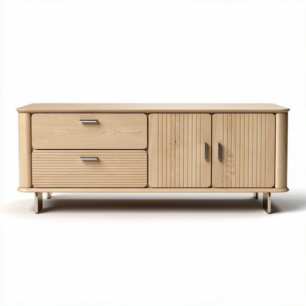Houten tv-meubel met lades en deuren 120 x 40 x 50cm naturel kleur