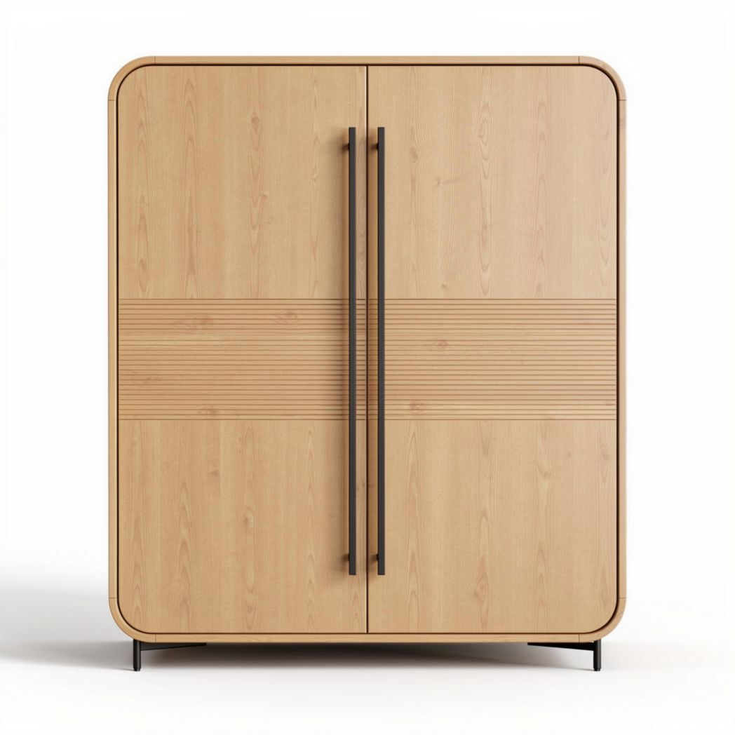 Houten kast met dubbele deuren en horizontale uitsparingen 80 x 40 x 120cm