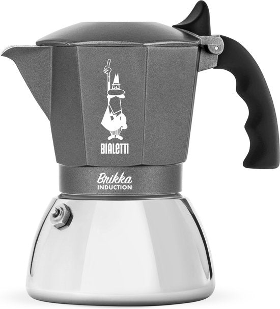 Bialetti Brikka Induction Percolator 4 Kops – Espresso Maker – Inductie Geschikt – Crema-laag – Zwart/RVS