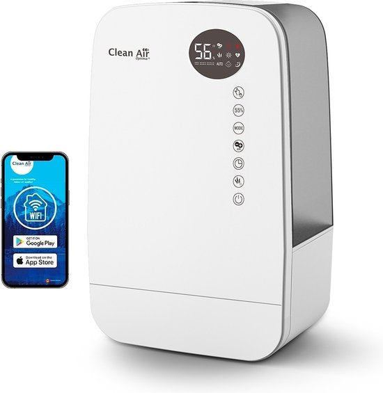 Clean Air Optima® CA-607W Smart - 3in1: Luchtbevochtiger met Ionisator, UVC-lamp en Aromatherapie - Geschikt voor Woonkamer, Kantoor, Babykamer, Slaapkamer(Parelwit)