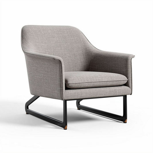 Gestoffeerde fauteuil met metalen basis in lichtgrijs 80 x 80 x 85cm