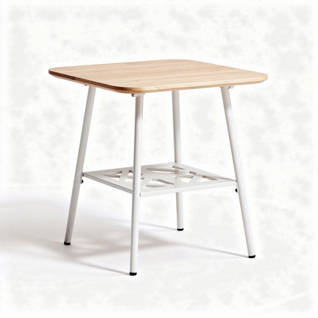Houten tafel met metalen frame 80 x 80 x 75cm voor binnen en buiten