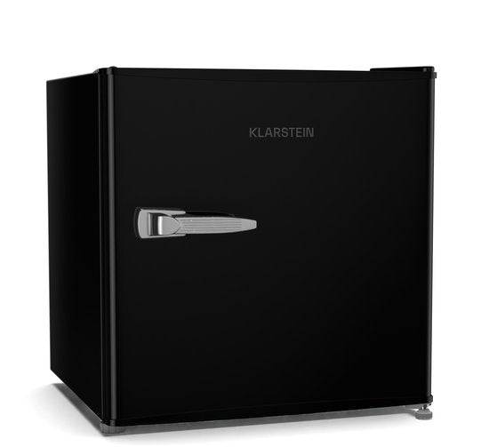 Klarstein Mini-Koelkast Irene 46L retro – Stil 37 dB, Verstelbare Thermostaat, Energiezuinig, Kleine Koelkast voor Slaapkamer en Kantoor, Zwart - voor Studentenkamer - Compact - Mini Fridge - Hotelkoelkast - Compact Koelkast(Zwart)