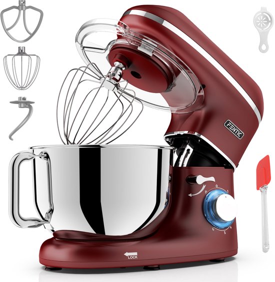 Fentic Keukenmachine – 2000W – Keukenrobot - Foodprocessor - 6,2L Mengkom – Incl. extra Accessoires – Rood(Mat rood)