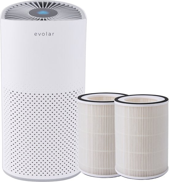 Evolar Luchtreiniger met 2x HEPA 13 Filter - CADR: 200m3/h - Air Purifier - Slaapmodus - Luchtkwaliteit Indicator - Pure4(Wit - 2x HEPA 13 Filter/200)