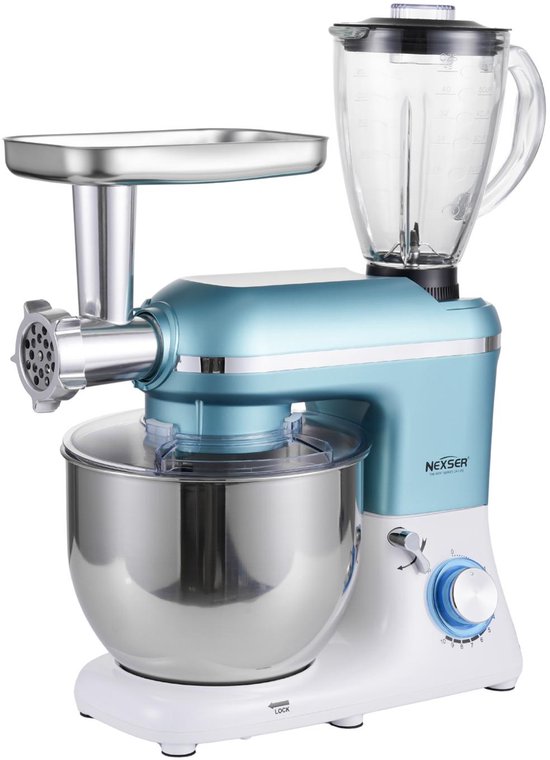Nexser 1300W 5-in-1 Keukenmachine – Multifunctionele Stand Mixer, Vleesmolen, Blender  Sapmachine – 6 Snelheden