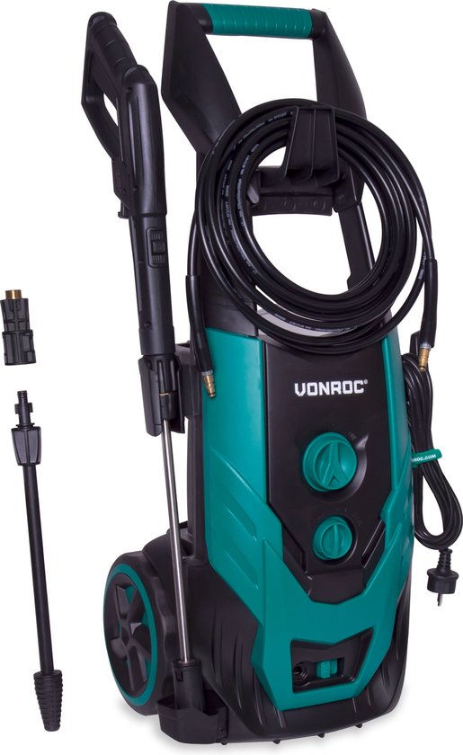 VONROC Hogedrukreiniger V22-1 2200W – 170 bar – 450 l/h – Incl. 8m slang, reinigingsmiddelen tank, spuitstukken en accessoires(V22-1 – Standaard)