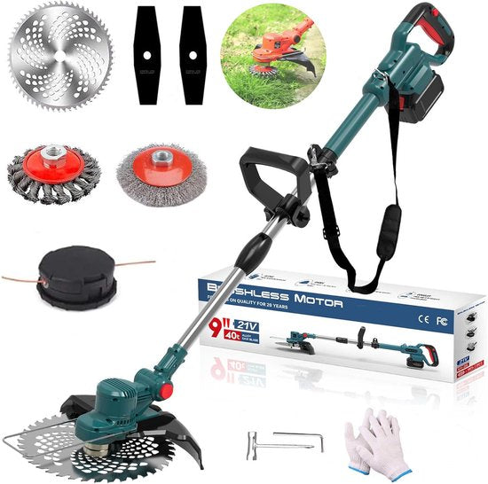 Traumheim Accu Grasmaaier - 750W Elektrische Grastrimmer (Zonder Accu/Lader) - 4-in-1 Multifunctioneel - Borstelloze Motor - Verstelbaar - Geschikt voor 18V-21V Accu's (Makita Compatibel)